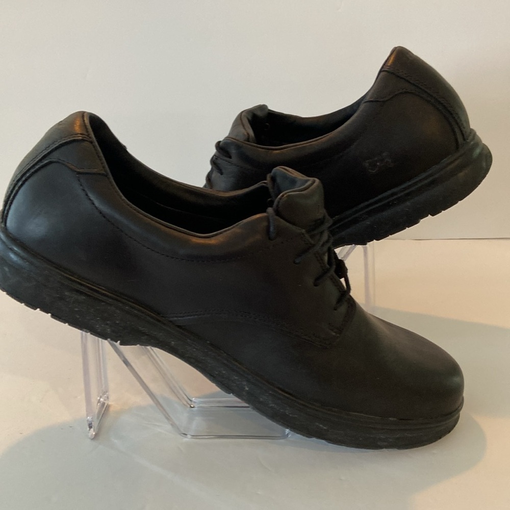 L.L. Bean Black Leather Work Oxfords No Skid Sole Tie Up Laces. Size 14W - Picture 6 of 13